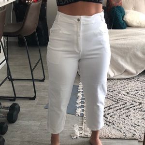 H&M high waisted white jeans